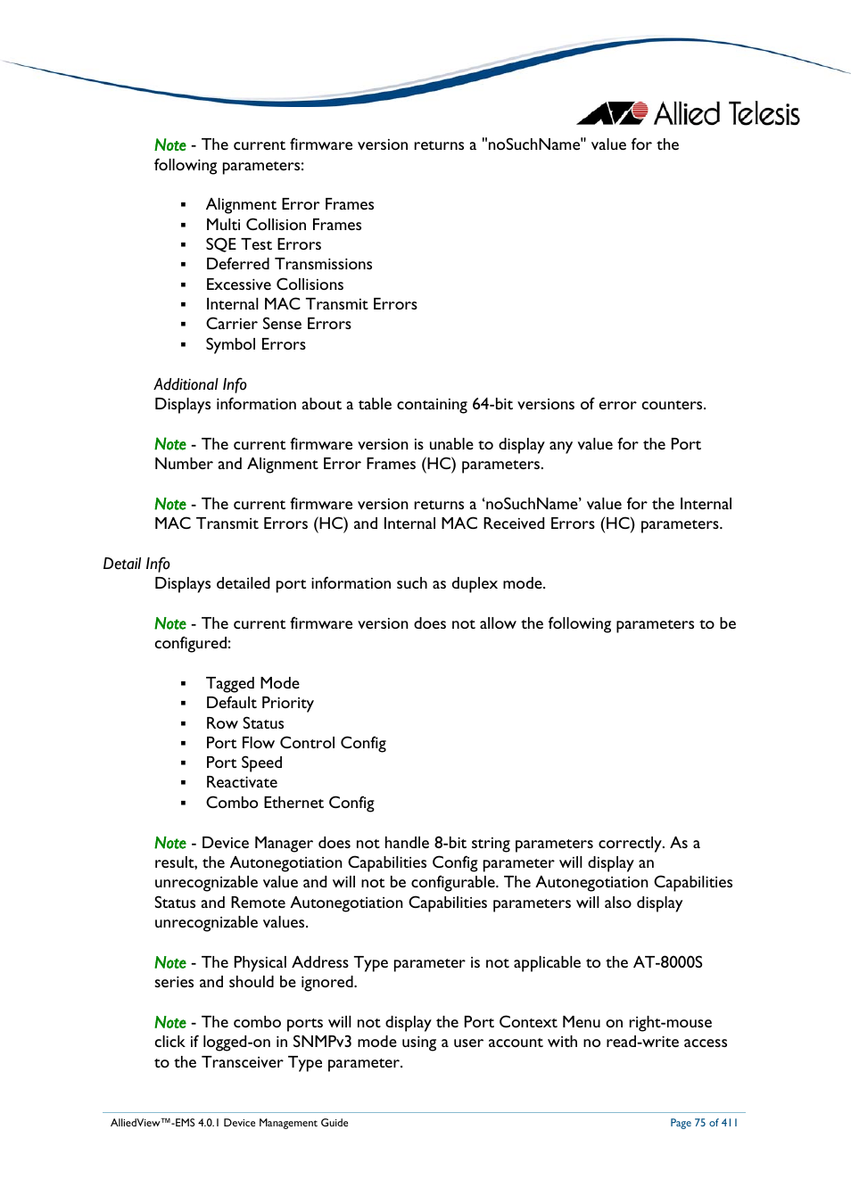 Allied Telesis AlliedView-EMS 4.0.1 DEVICE MANAGEMENT User Manual | Page 75 / 411