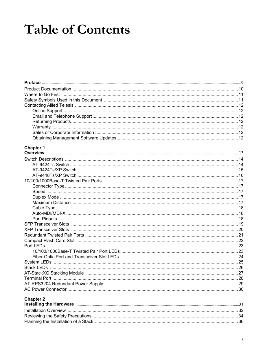 Allied Telesis AT-9448Ts/XP (Basic Layer 3) User Manual | Page 5 / 106