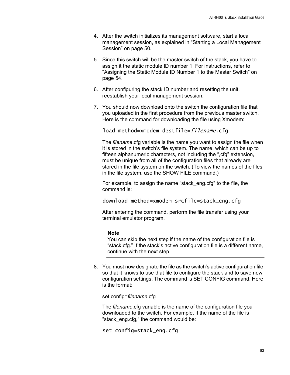 Allied Telesis AT-9448Ts/XP (Basic Layer 3) User Manual | Page 83 / 106