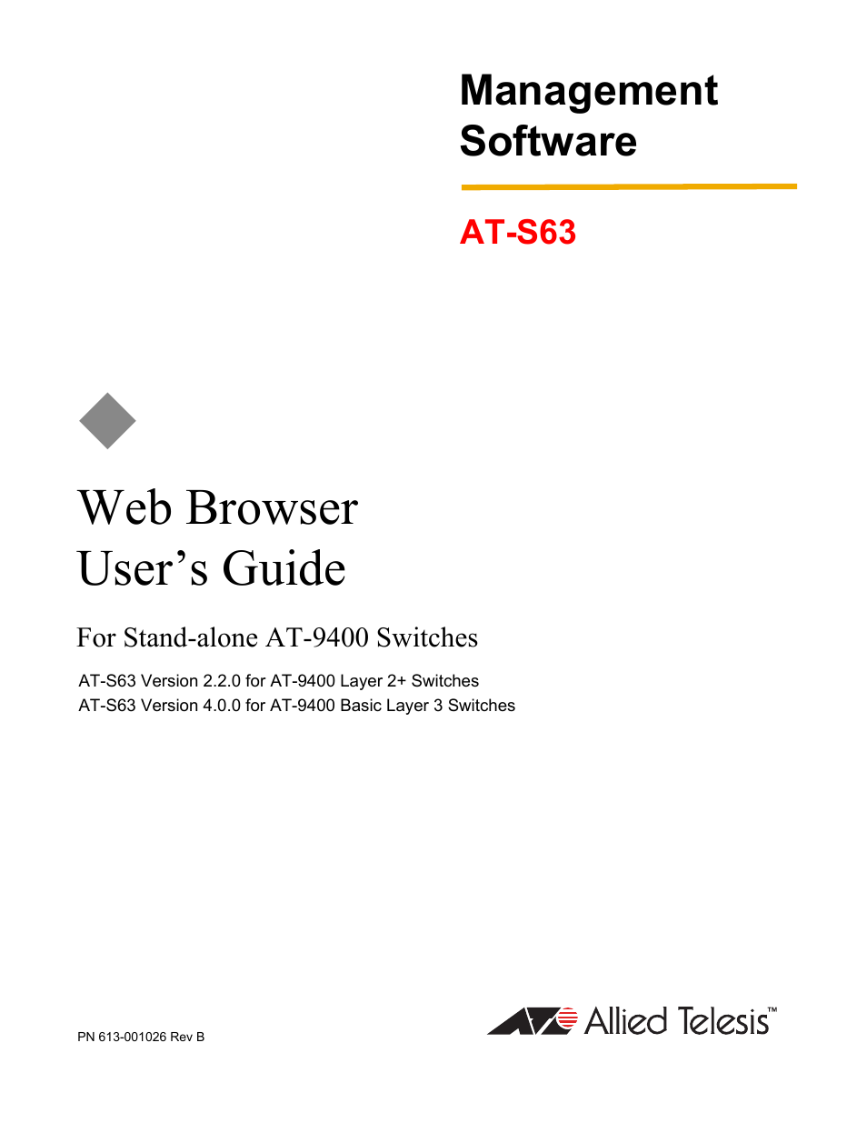 Allied Telesis AT-S63 User Manual | 410 pages