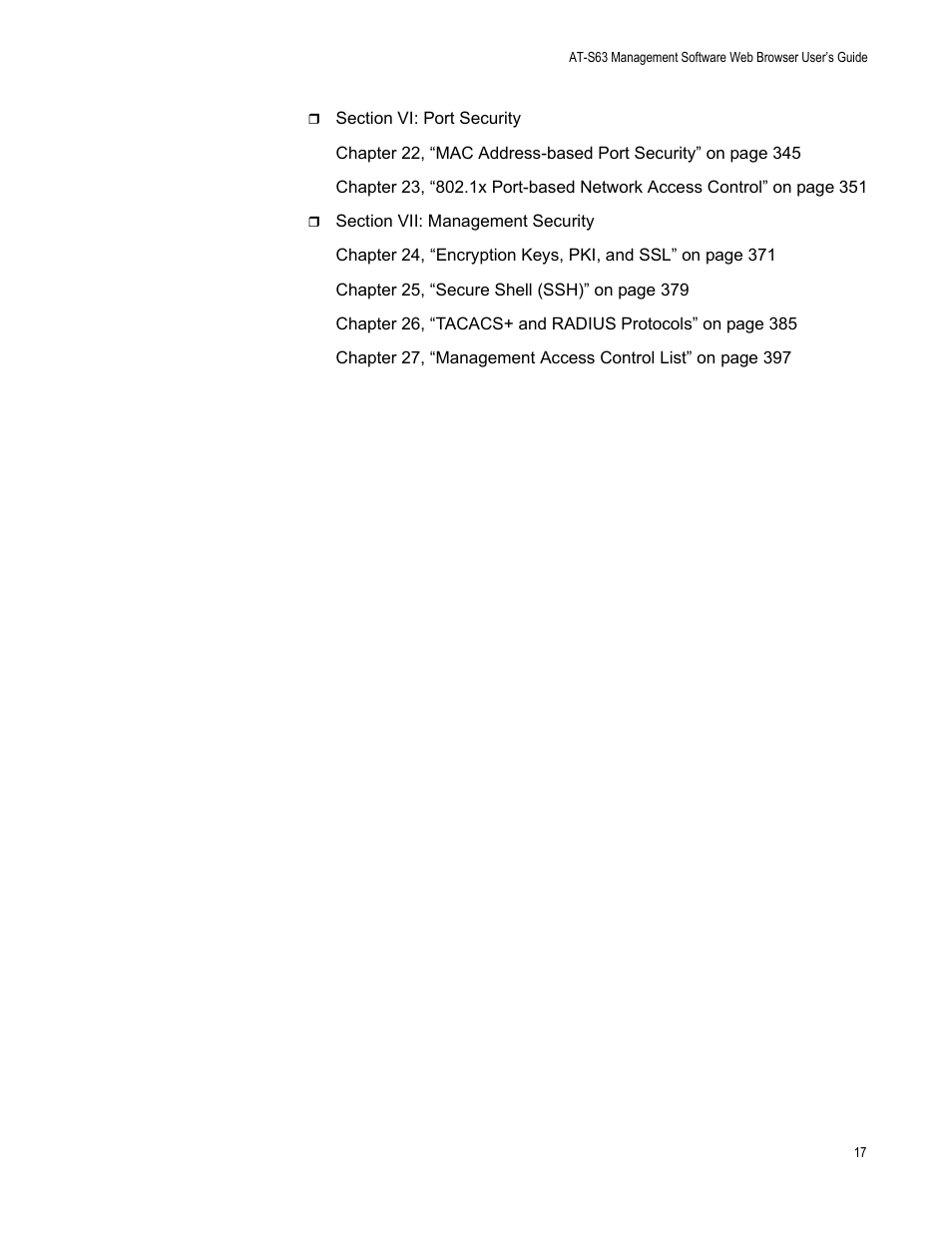Allied Telesis AT-S63 User Manual | Page 17 / 410