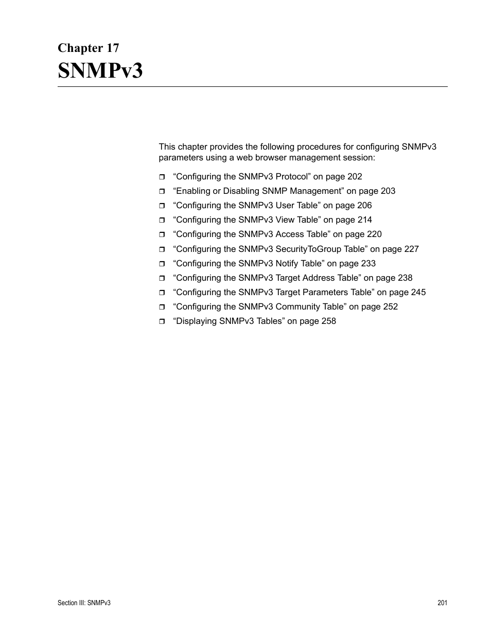 Chapter 17, Snmpv3 | Allied Telesis AT-S63 User Manual | Page 201 / 410
