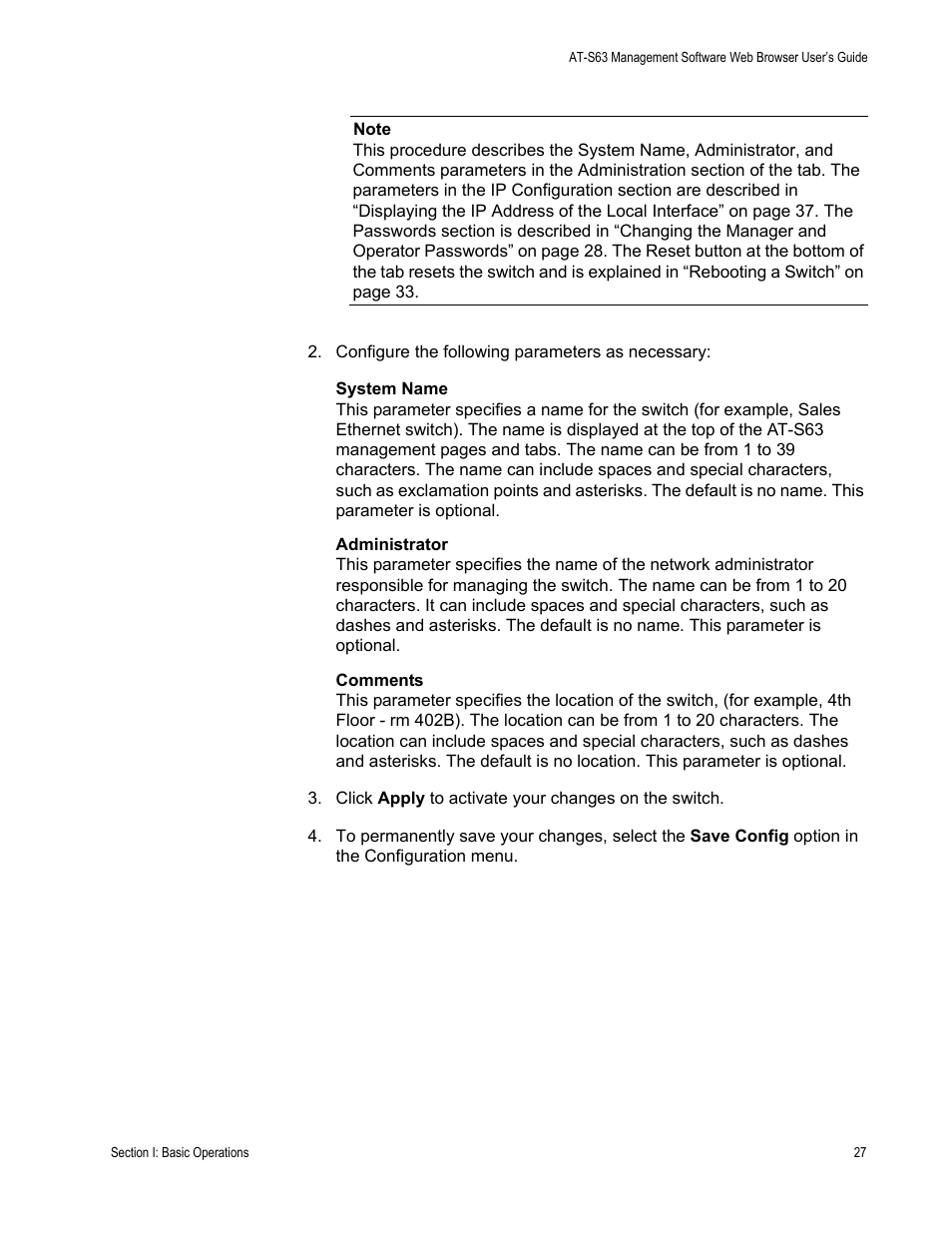 Allied Telesis AT-S63 User Manual | Page 27 / 410