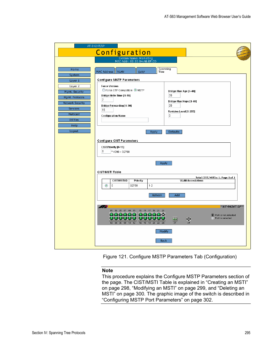 Figure 121 | Allied Telesis AT-S63 User Manual | Page 295 / 410