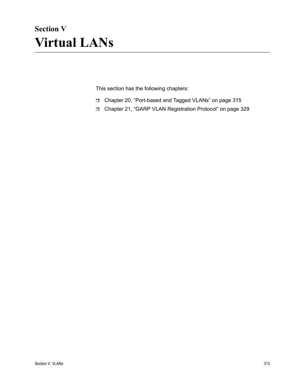 Section v, Virtual lans, Section v: virtual lans | Allied Telesis AT-S63 User Manual | Page 313 / 410