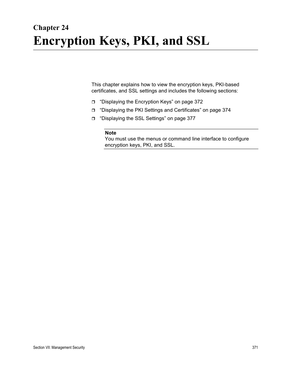 Chapter 24, Encryption keys, pki, and ssl | Allied Telesis AT-S63 User Manual | Page 371 / 410