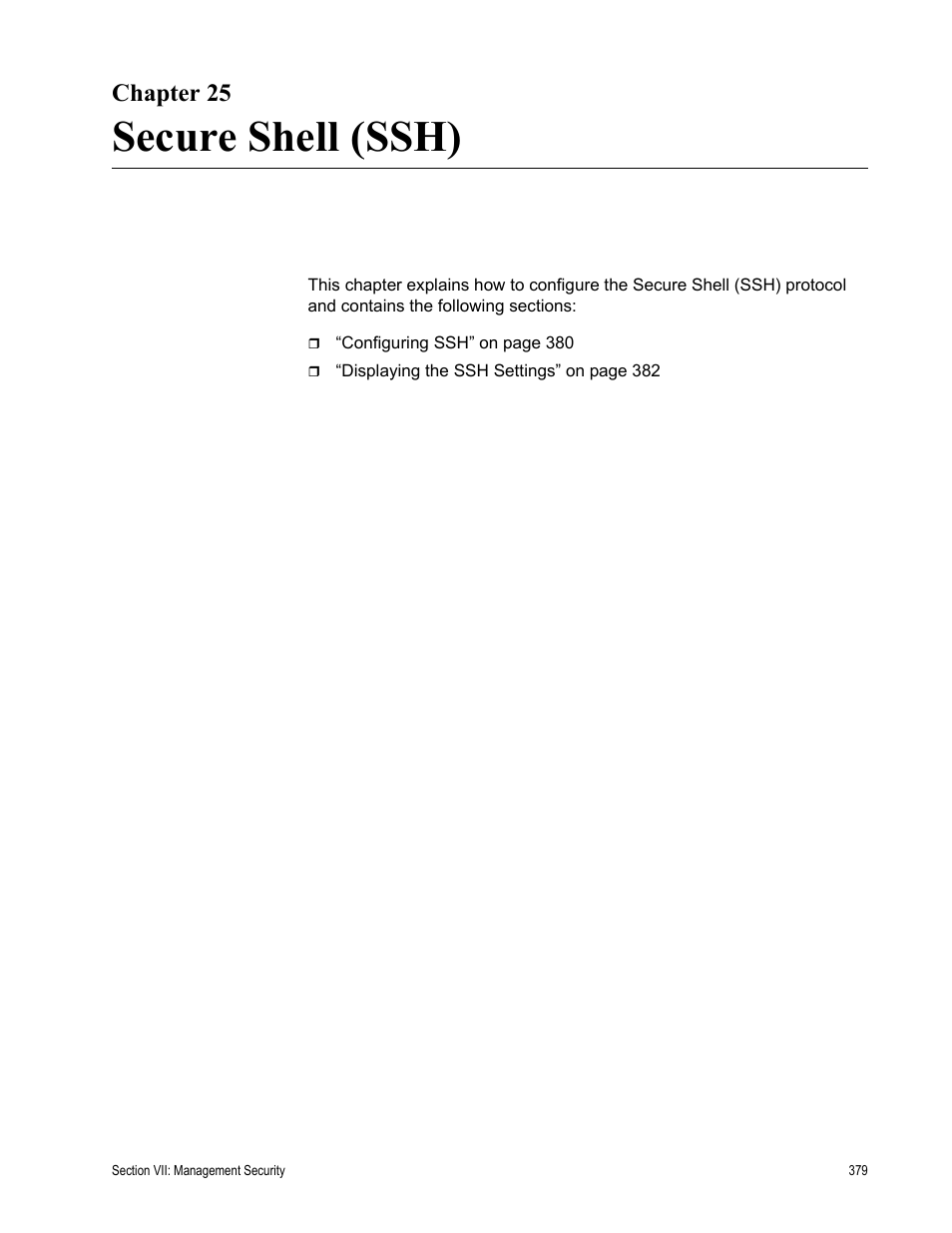 Chapter 25, Secure shell (ssh) | Allied Telesis AT-S63 User Manual | Page 379 / 410