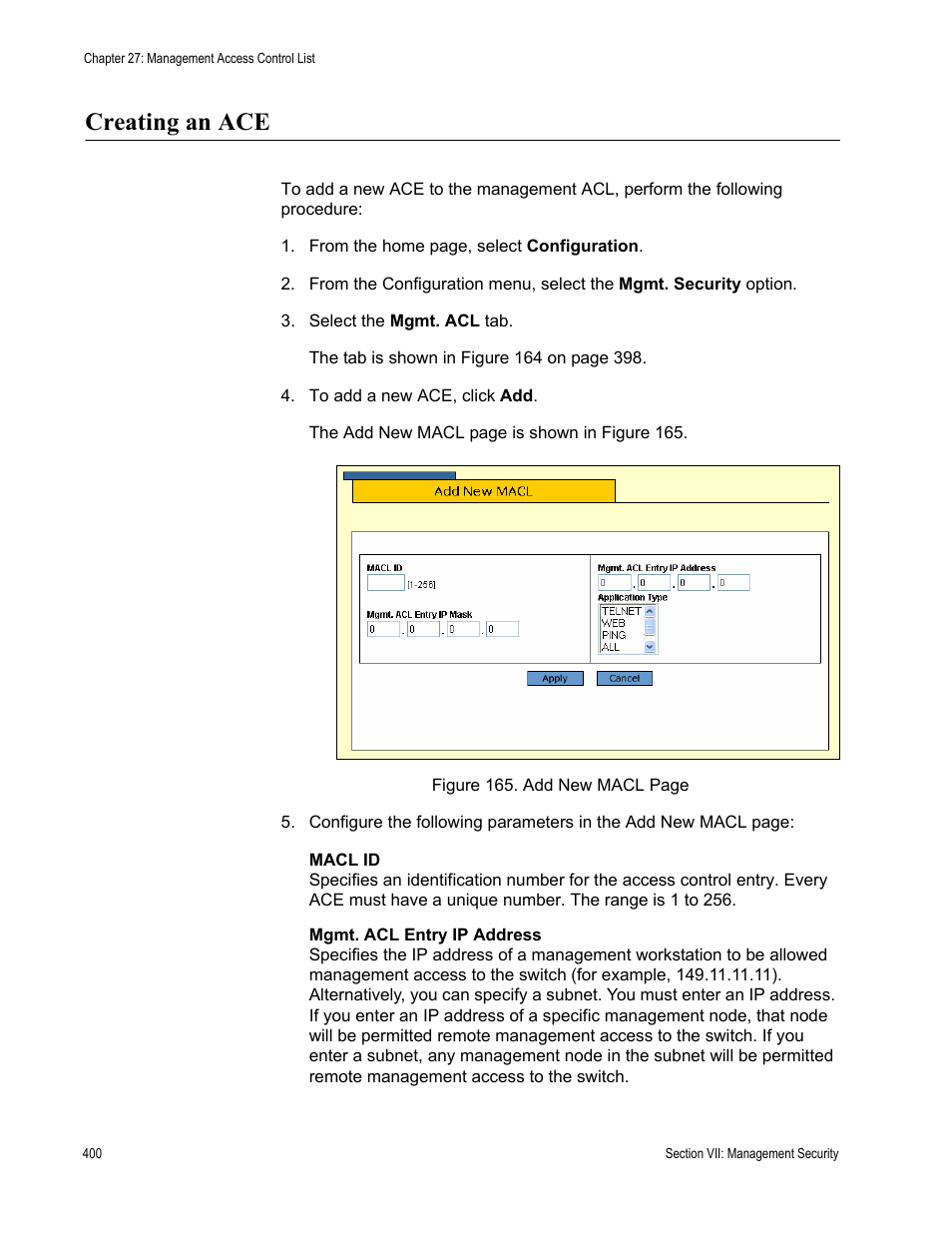 Creating an ace | Allied Telesis AT-S63 User Manual | Page 400 / 410