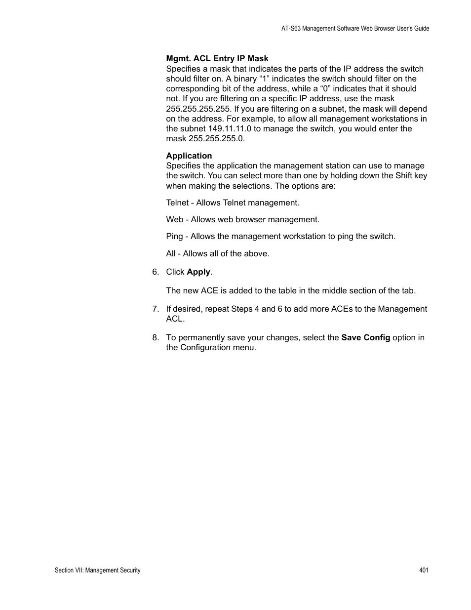 Allied Telesis AT-S63 User Manual | Page 401 / 410