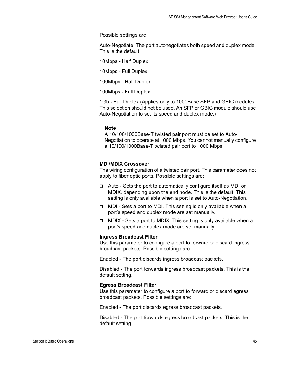 Allied Telesis AT-S63 User Manual | Page 45 / 410