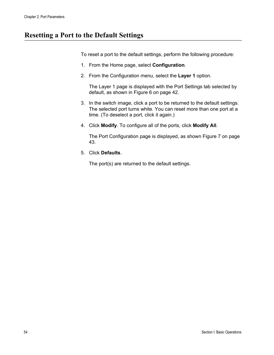 Resetting a port to the default settings | Allied Telesis AT-S63 User Manual | Page 54 / 410