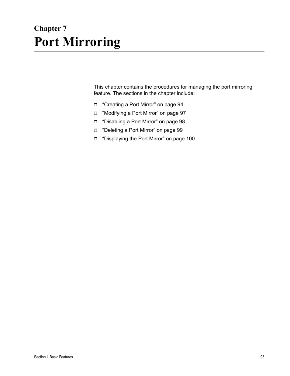 Chapter 7, Port mirroring, Chapter 7: port mirroring | Allied Telesis AT-S63 User Manual | Page 93 / 410