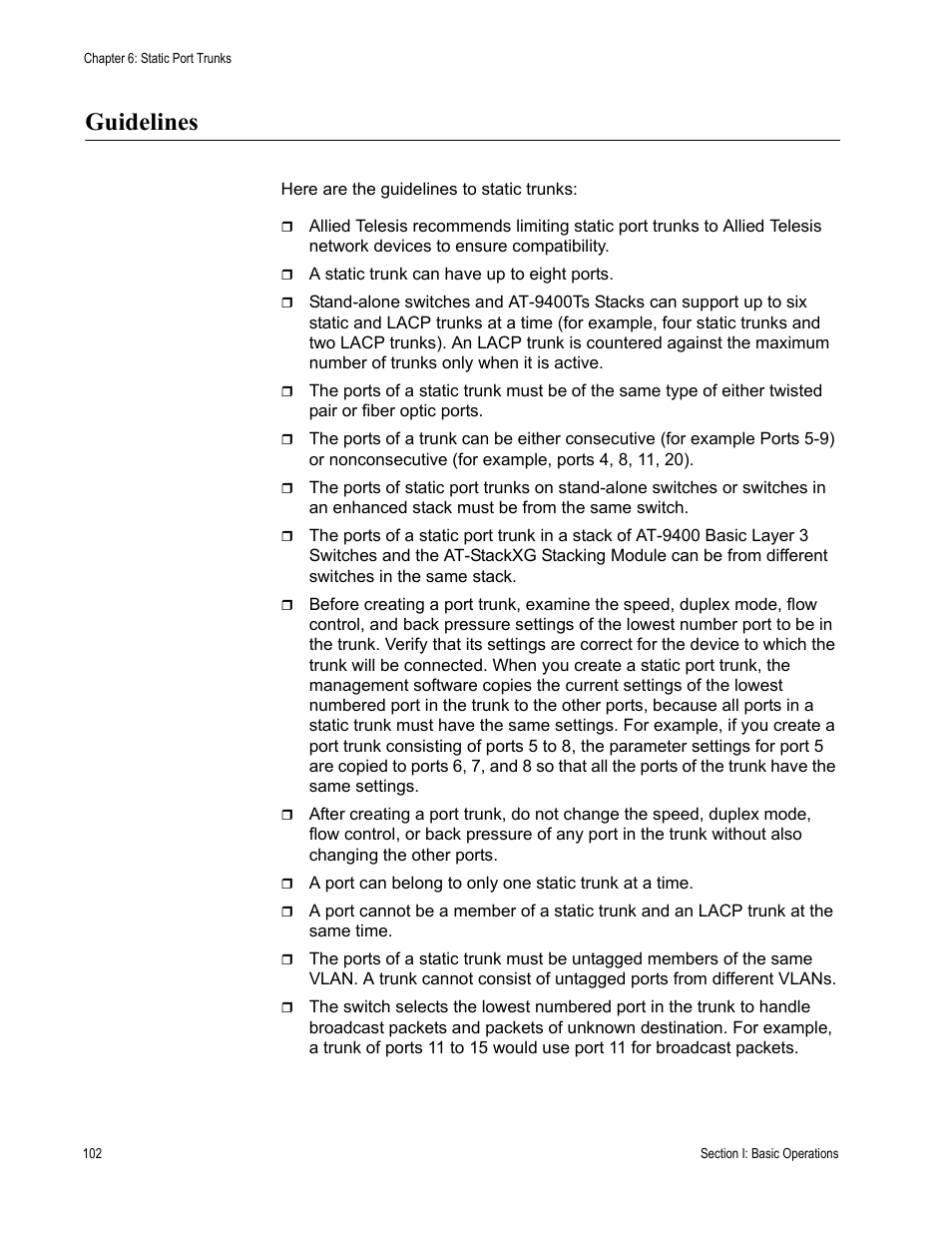 Guidelines | Allied Telesis AT-S63 User Manual | Page 102 / 538