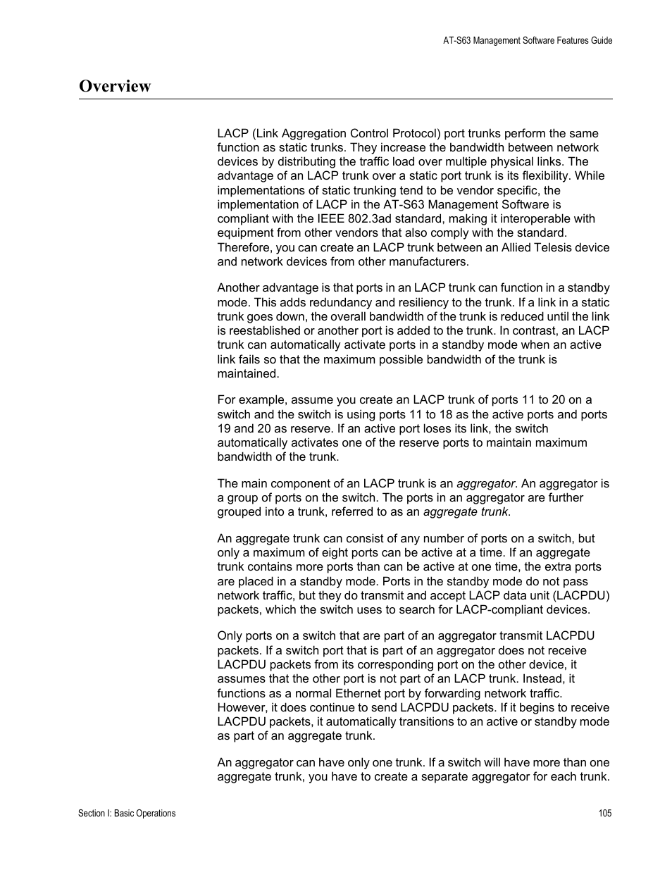 Overview | Allied Telesis AT-S63 User Manual | Page 105 / 538