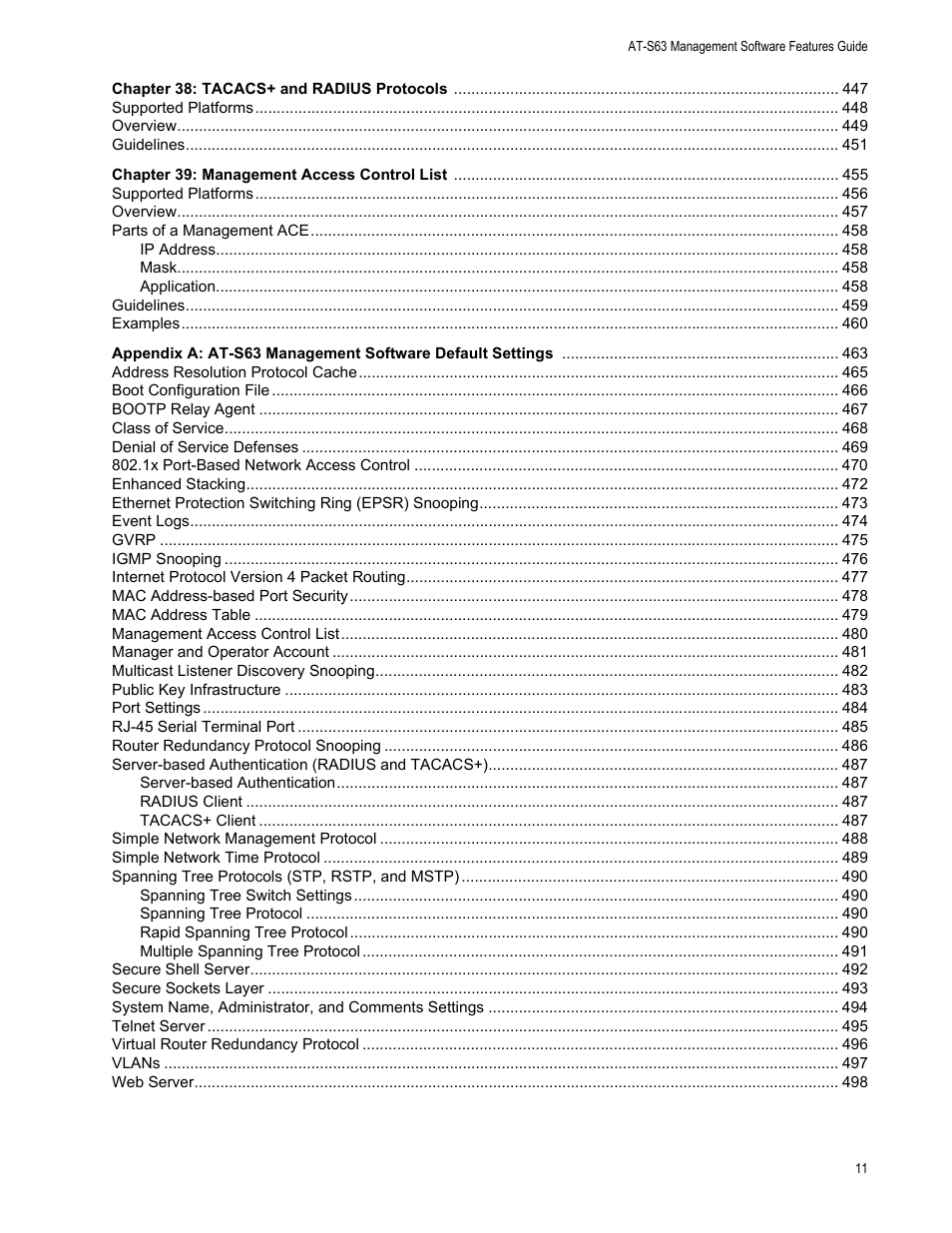 Allied Telesis AT-S63 User Manual | Page 11 / 538