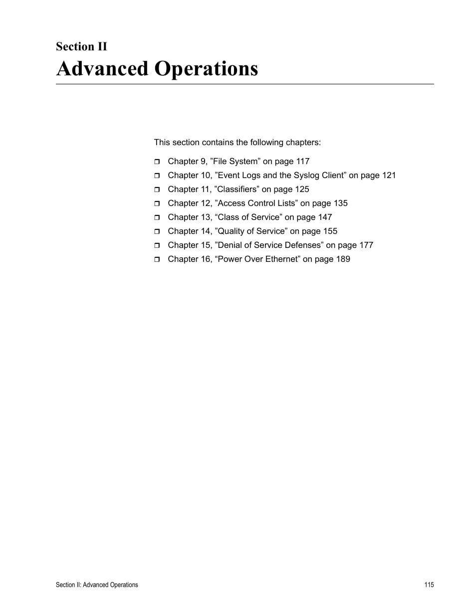 Section ii, Advanced operations, Section ii: advanced operations | Allied Telesis AT-S63 User Manual | Page 115 / 538