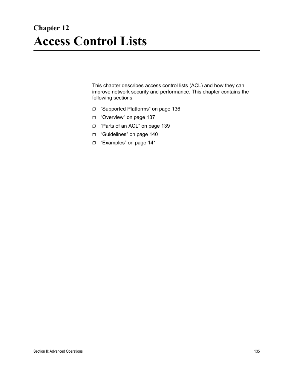 Chapter 12, Access control lists | Allied Telesis AT-S63 User Manual | Page 135 / 538