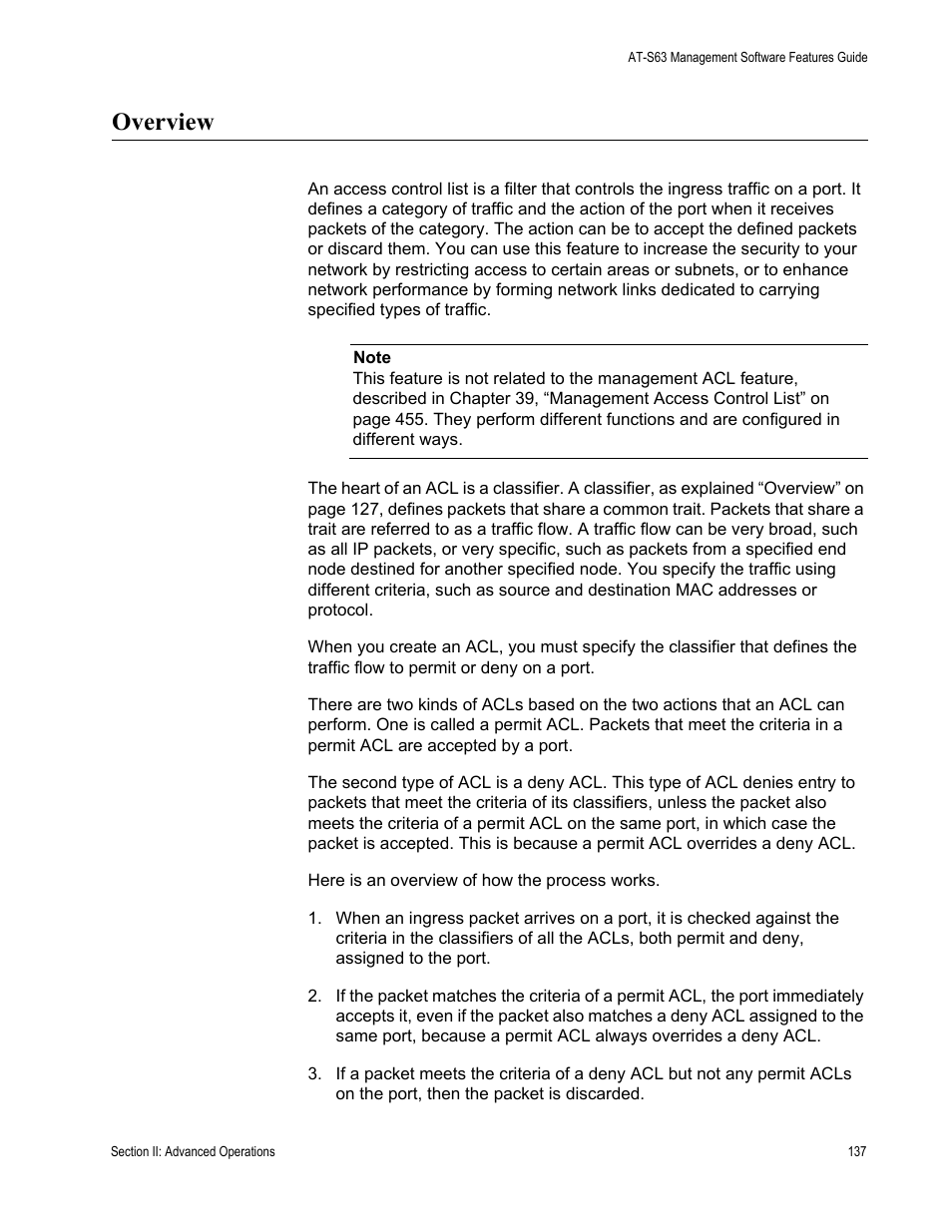Overview | Allied Telesis AT-S63 User Manual | Page 137 / 538