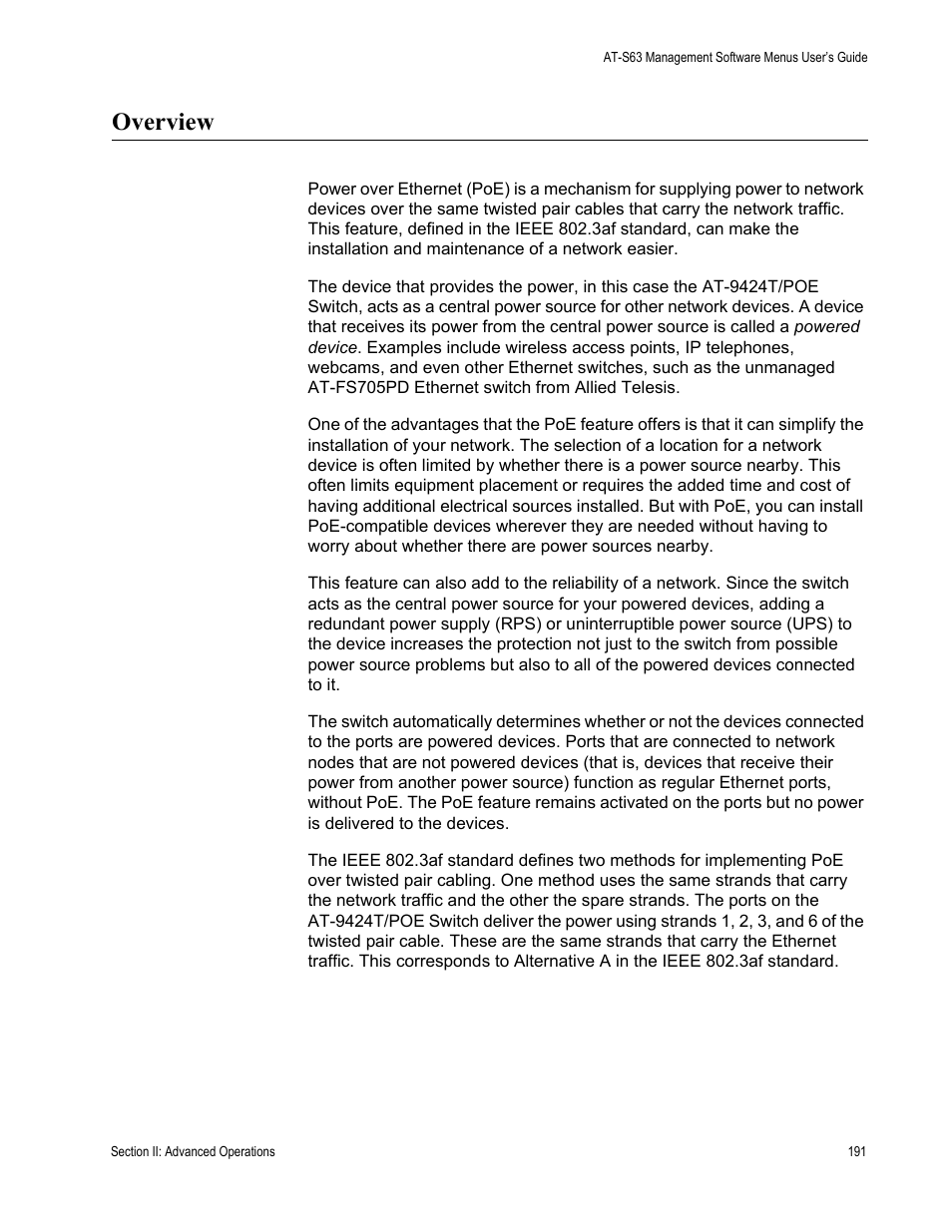 Overview | Allied Telesis AT-S63 User Manual | Page 191 / 538