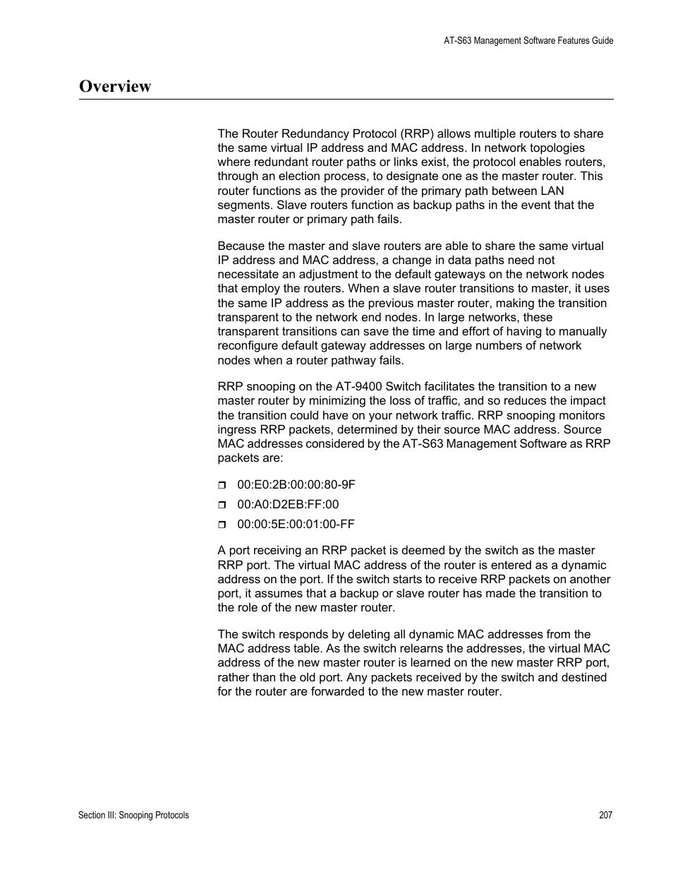 Overview | Allied Telesis AT-S63 User Manual | Page 207 / 538