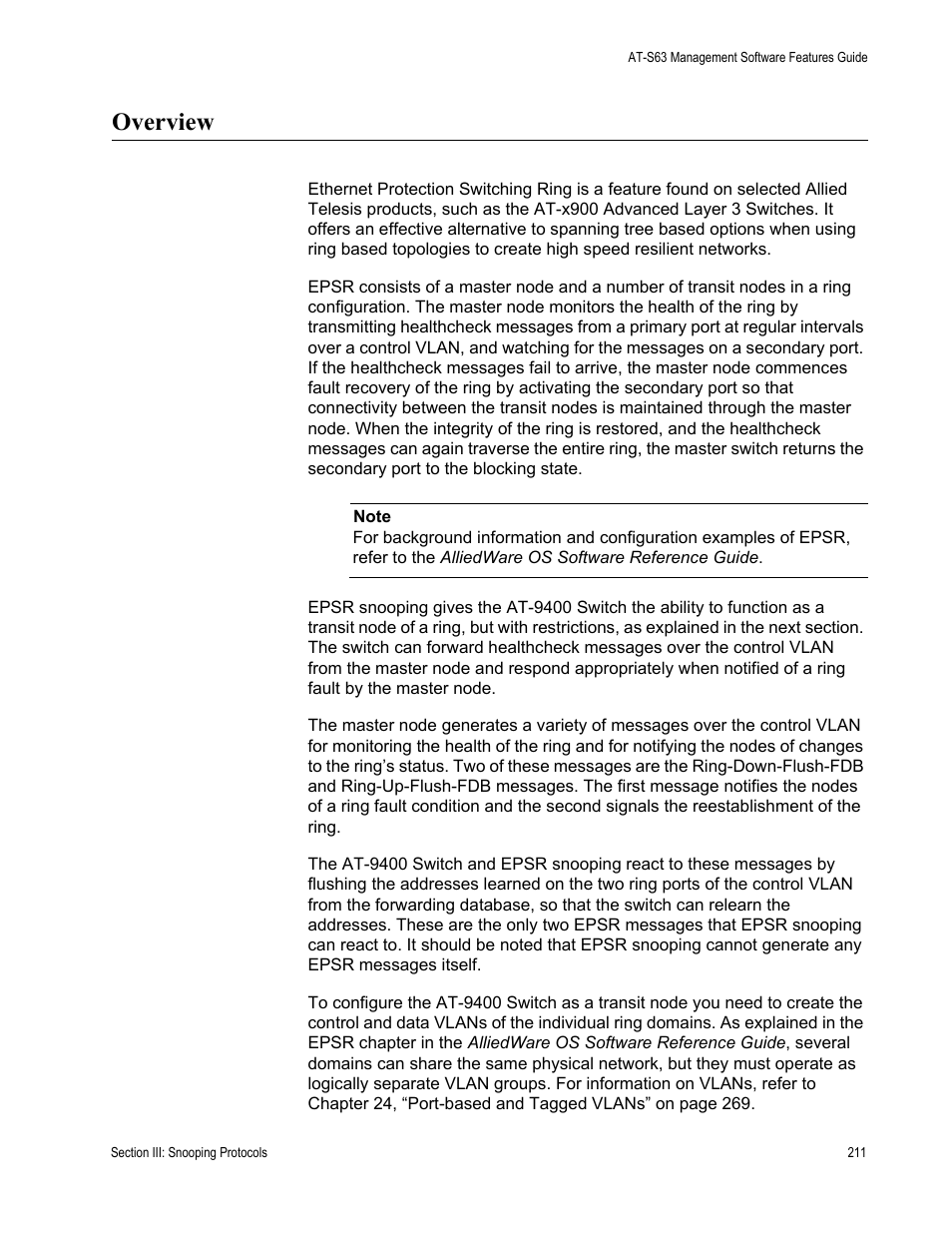 Overview | Allied Telesis AT-S63 User Manual | Page 211 / 538