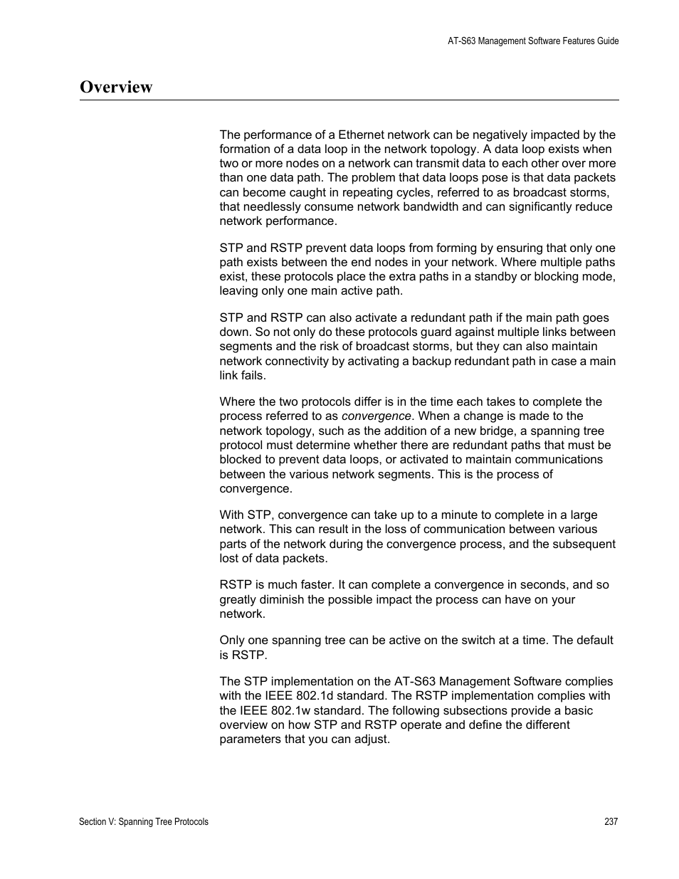 Overview | Allied Telesis AT-S63 User Manual | Page 237 / 538