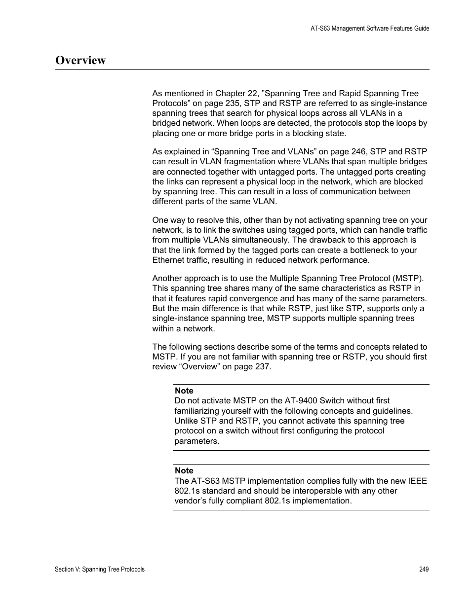 Overview | Allied Telesis AT-S63 User Manual | Page 249 / 538