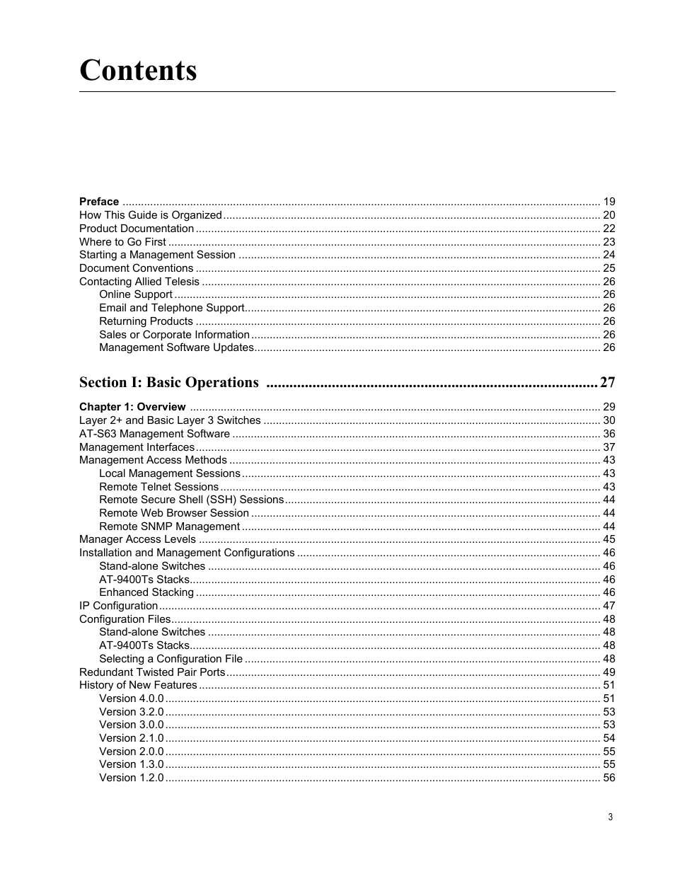 Allied Telesis AT-S63 User Manual | Page 3 / 538