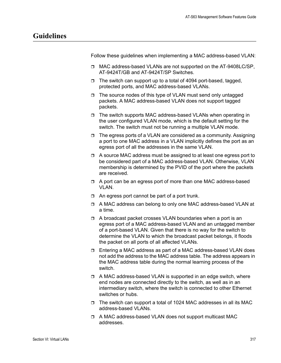 Guidelines | Allied Telesis AT-S63 User Manual | Page 317 / 538