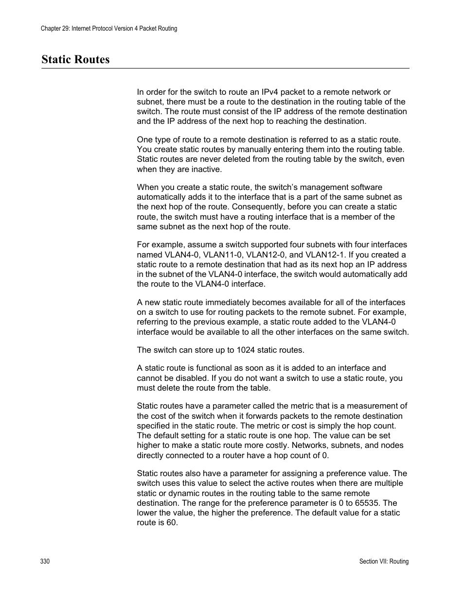 Static routes | Allied Telesis AT-S63 User Manual | Page 330 / 538