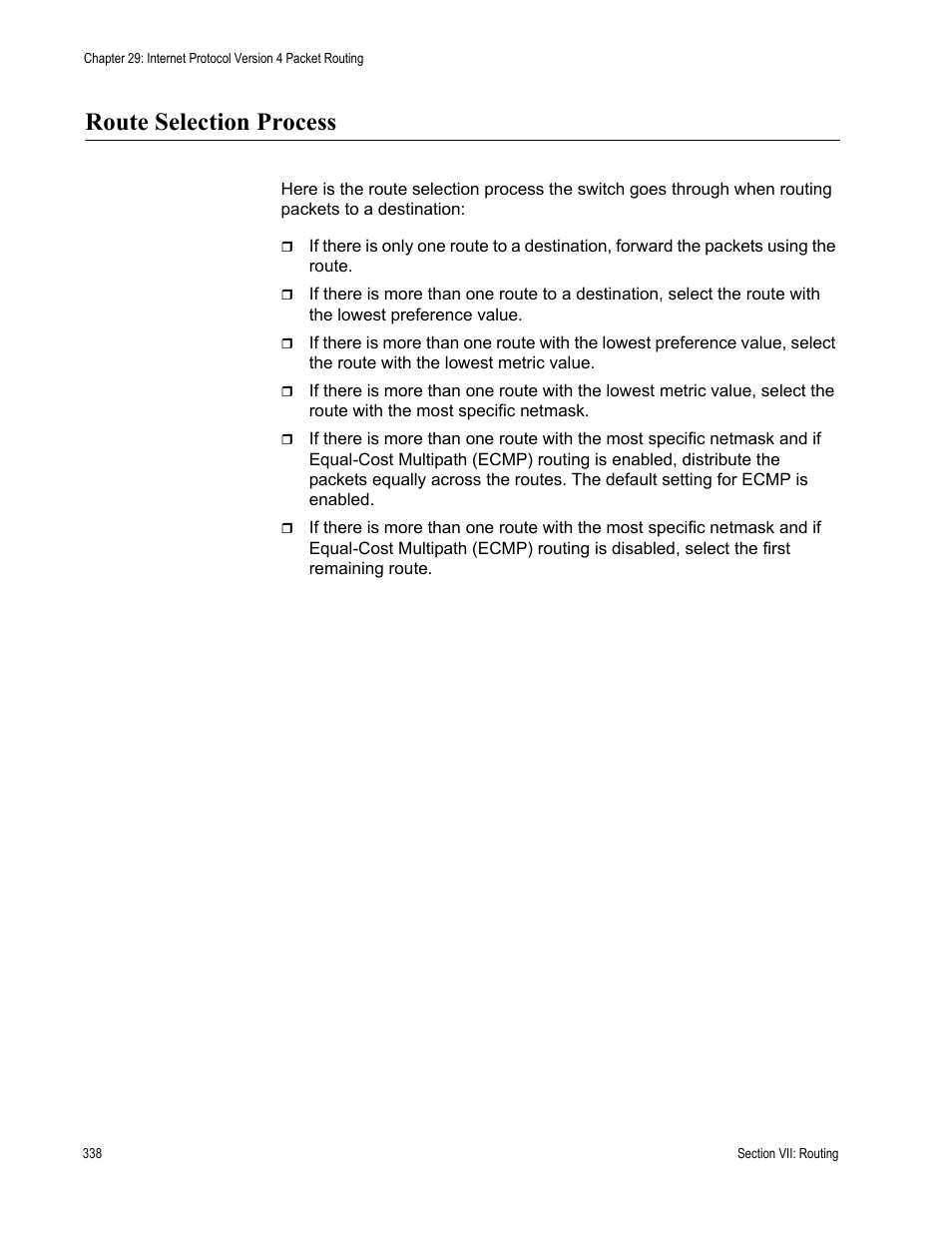 Route selection process | Allied Telesis AT-S63 User Manual | Page 338 / 538