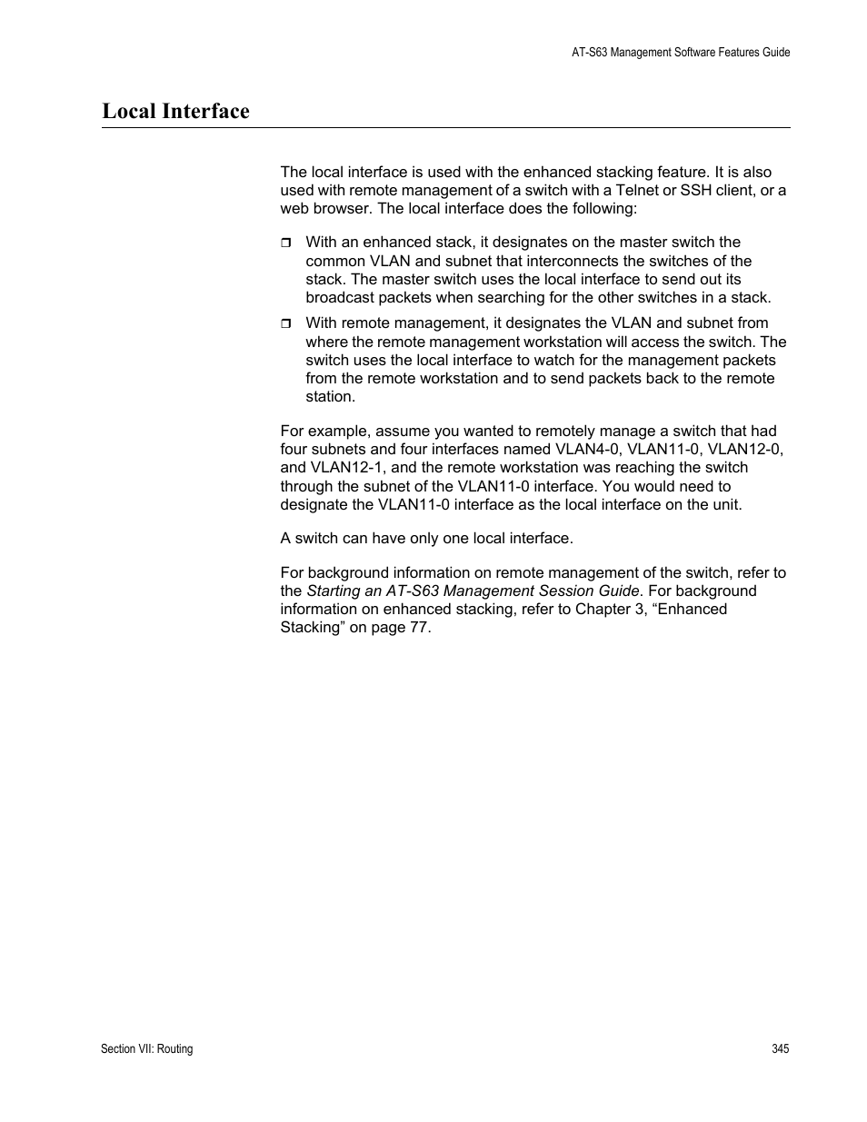 Local interface | Allied Telesis AT-S63 User Manual | Page 345 / 538