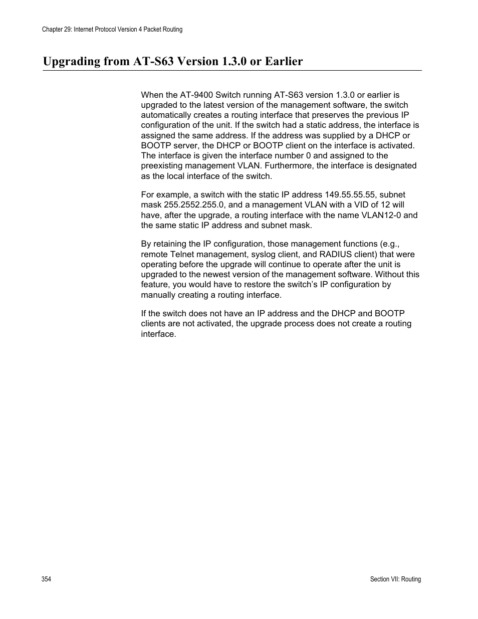 Upgrading from at-s63 version 1.3.0 or earlier | Allied Telesis AT-S63 User Manual | Page 354 / 538