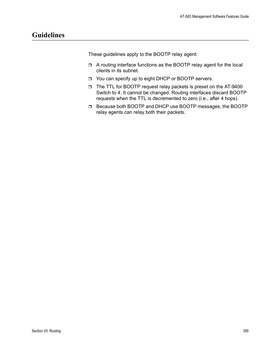 Guidelines | Allied Telesis AT-S63 User Manual | Page 359 / 538