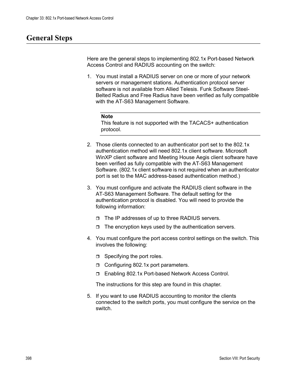 General steps | Allied Telesis AT-S63 User Manual | Page 398 / 538