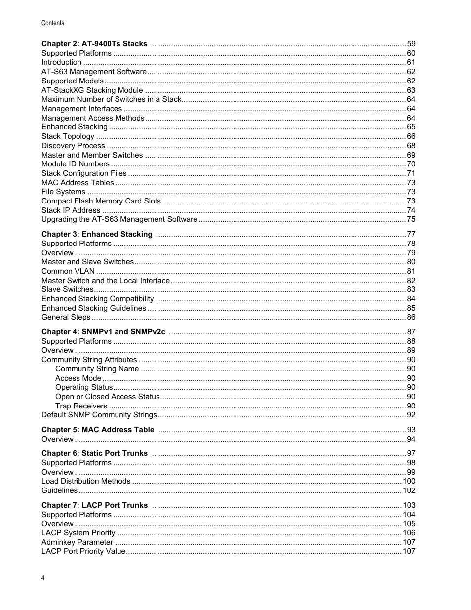 Allied Telesis AT-S63 User Manual | Page 4 / 538