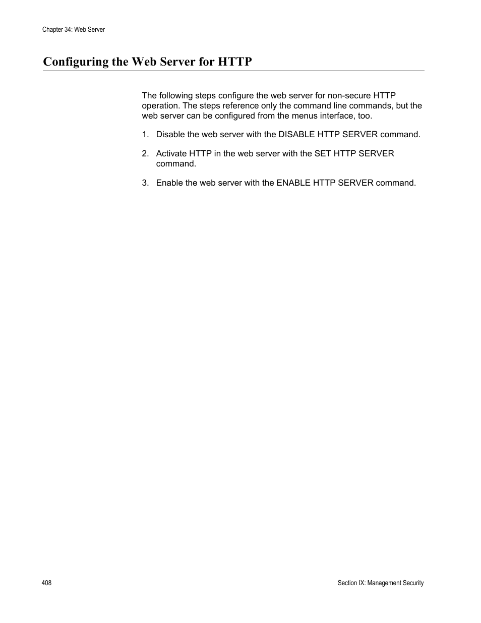 Configuring the web server for http | Allied Telesis AT-S63 User Manual | Page 408 / 538