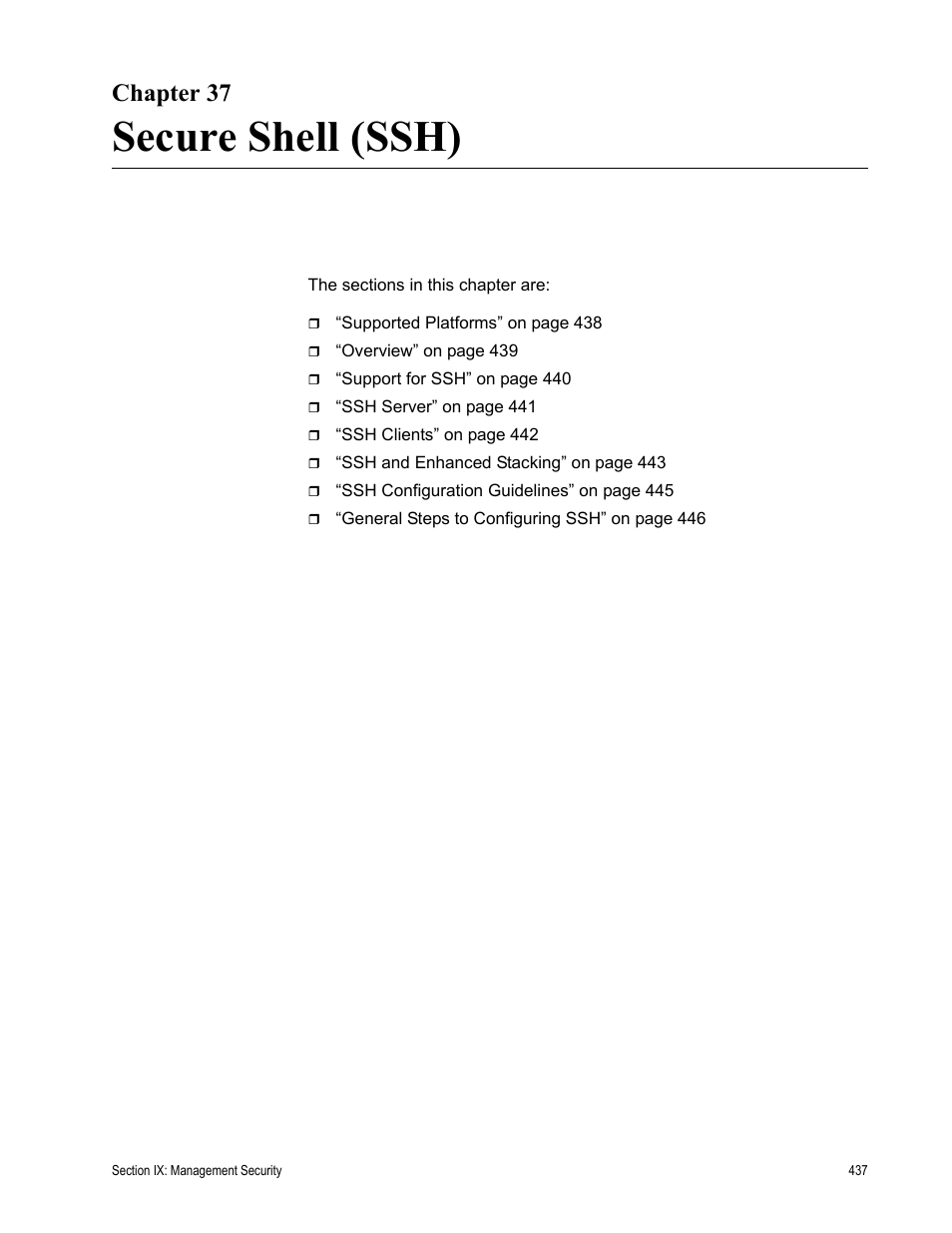 Chapter 37, Secure shell (ssh) | Allied Telesis AT-S63 User Manual | Page 437 / 538