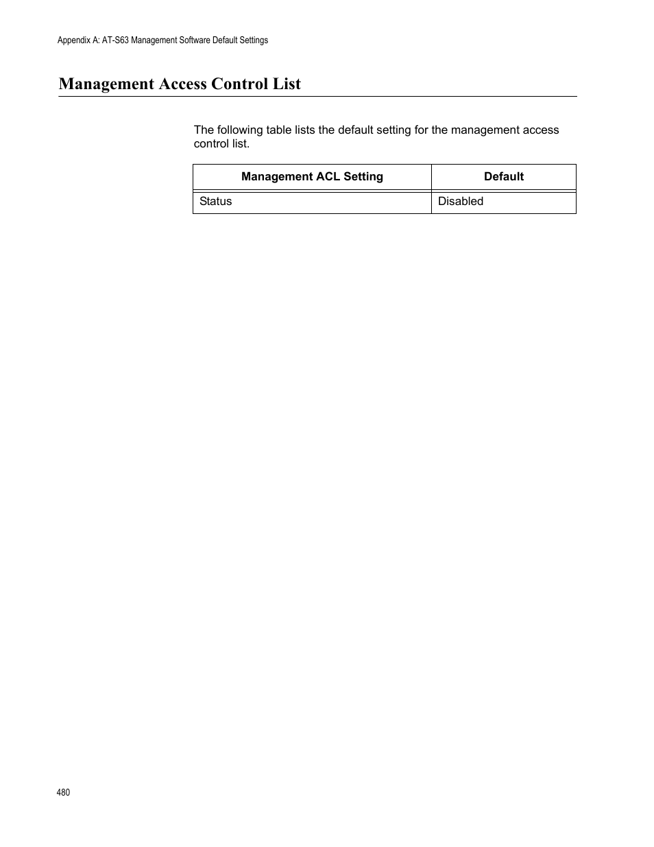 Management access control list | Allied Telesis AT-S63 User Manual | Page 480 / 538