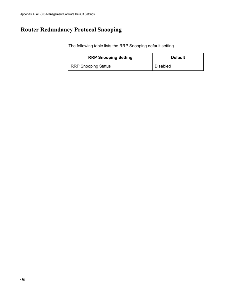 Router redundancy protocol snooping | Allied Telesis AT-S63 User Manual | Page 486 / 538