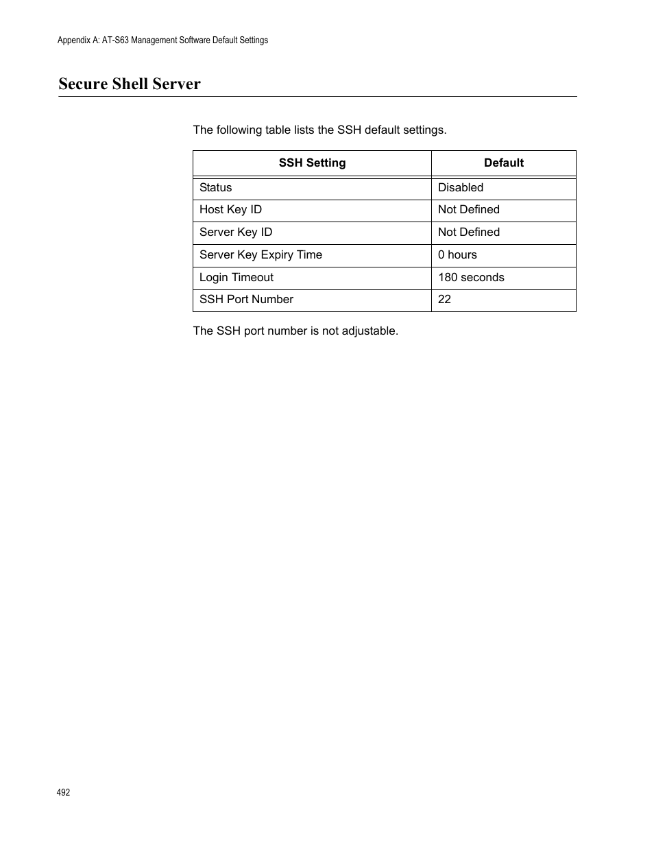 Secure shell server | Allied Telesis AT-S63 User Manual | Page 492 / 538