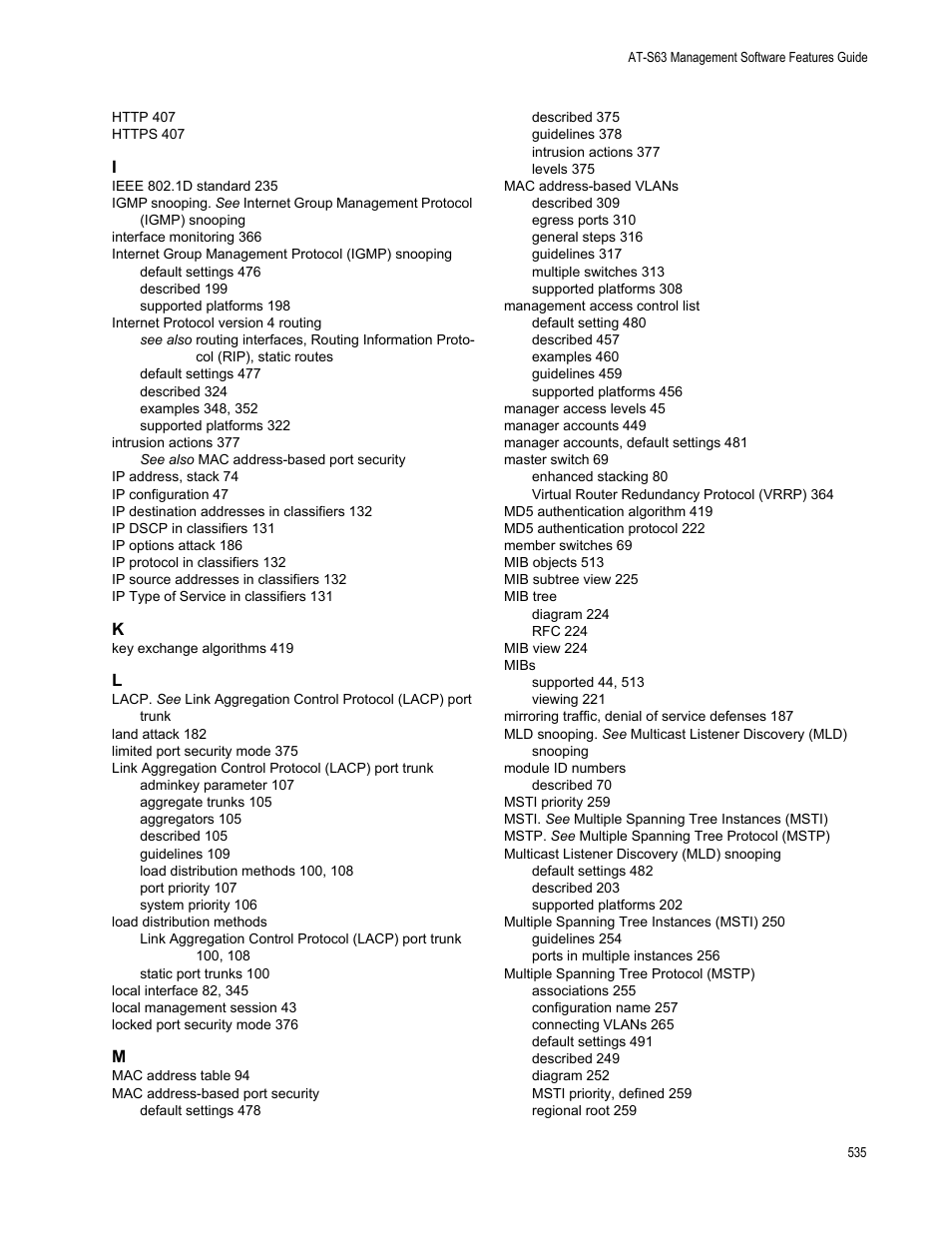 Allied Telesis AT-S63 User Manual | Page 535 / 538