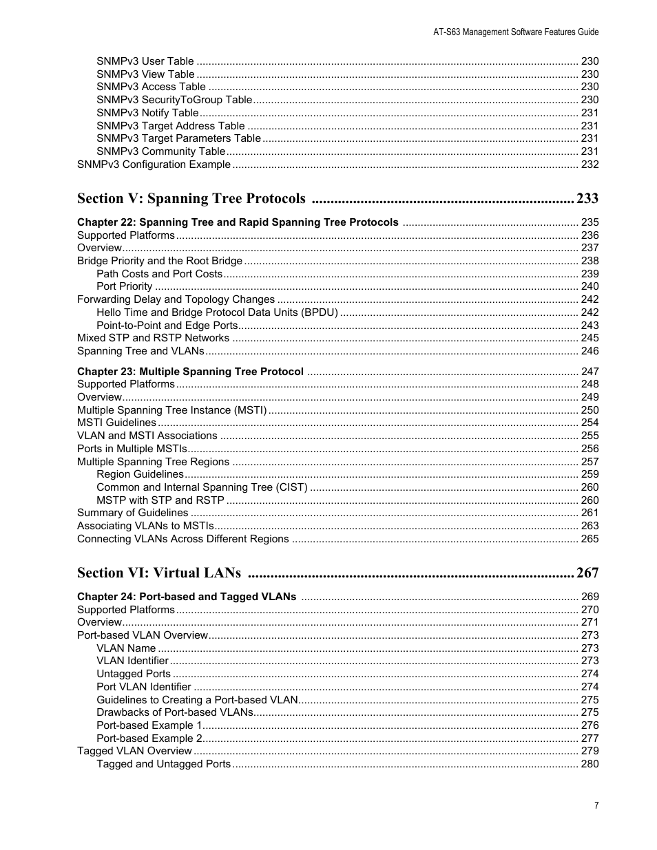 Allied Telesis AT-S63 User Manual | Page 7 / 538