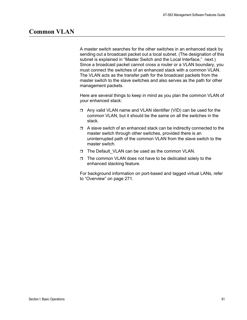 Common vlan | Allied Telesis AT-S63 User Manual | Page 81 / 538