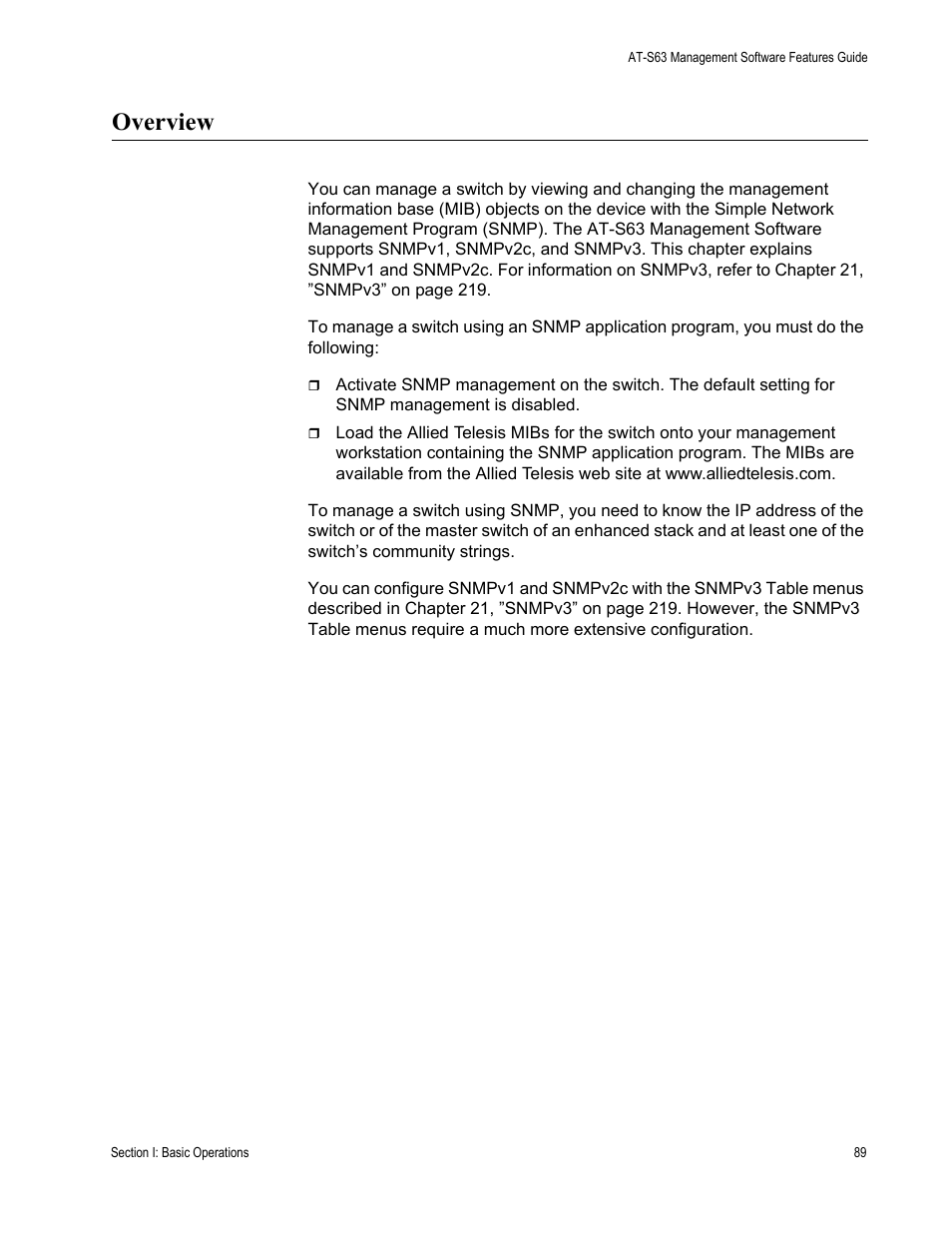 Overview | Allied Telesis AT-S63 User Manual | Page 89 / 538