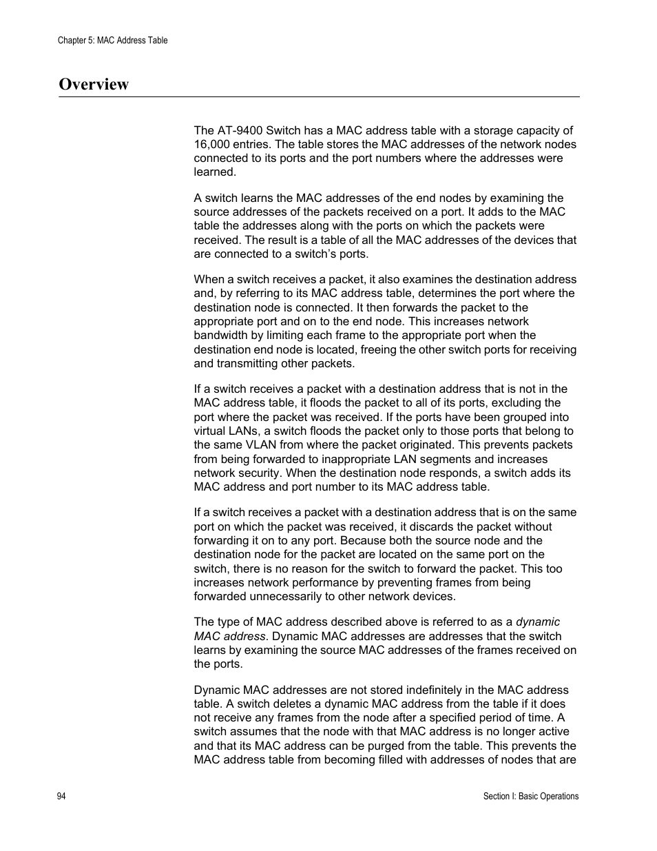 Overview | Allied Telesis AT-S63 User Manual | Page 94 / 538