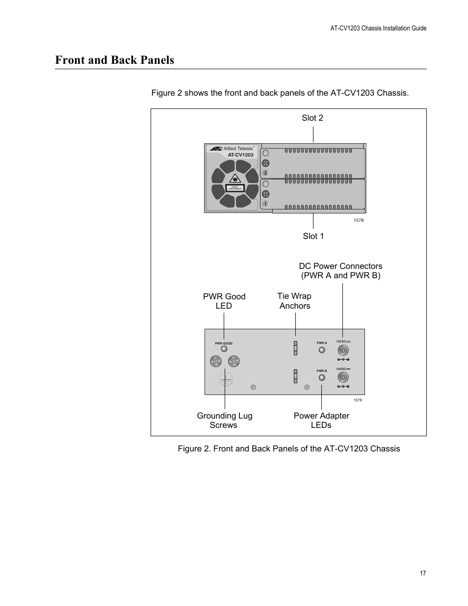 Front and back panels | Allied Telesis AT-CV1203 User Manual | Page 17 / 38