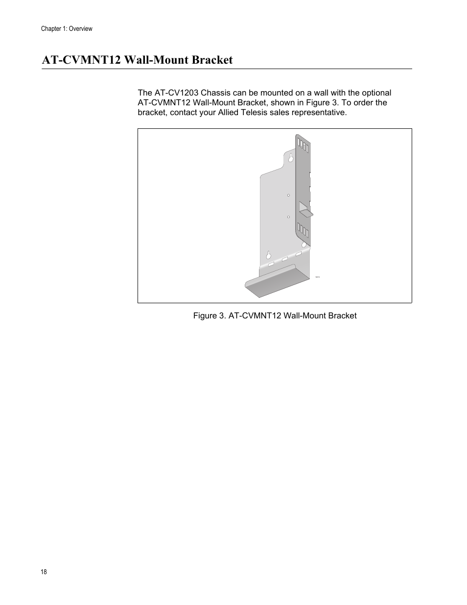 At-cvmnt12 wall-mount bracket, Figure 3. at-cvmnt12 wall-mount bracket | Allied Telesis AT-CV1203 User Manual | Page 18 / 38