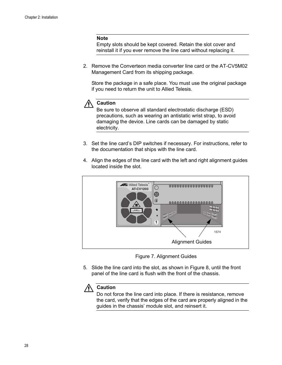 Figure 7. alignment guides | Allied Telesis AT-CV1203 User Manual | Page 28 / 38