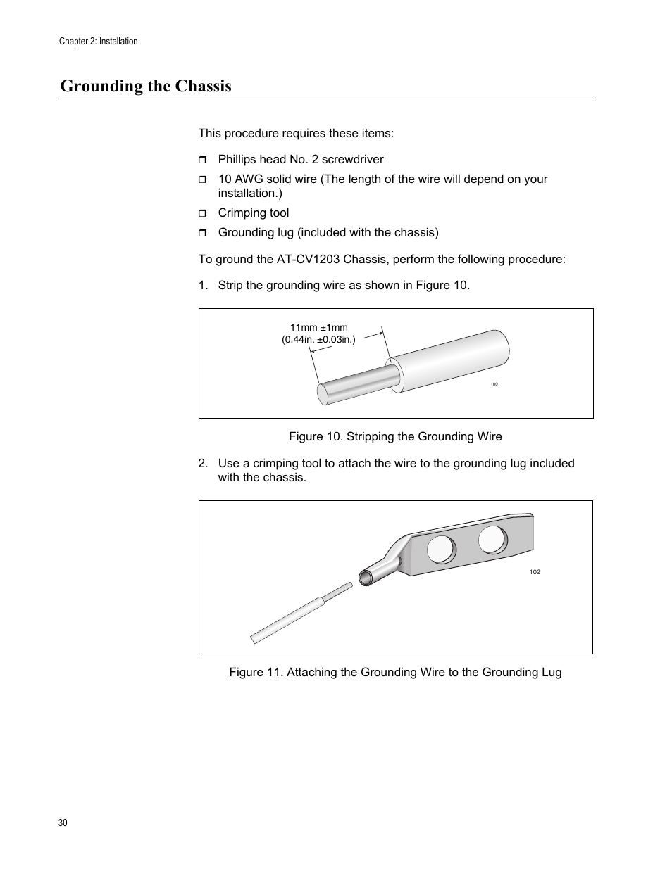 Grounding the chassis | Allied Telesis AT-CV1203 User Manual | Page 30 / 38